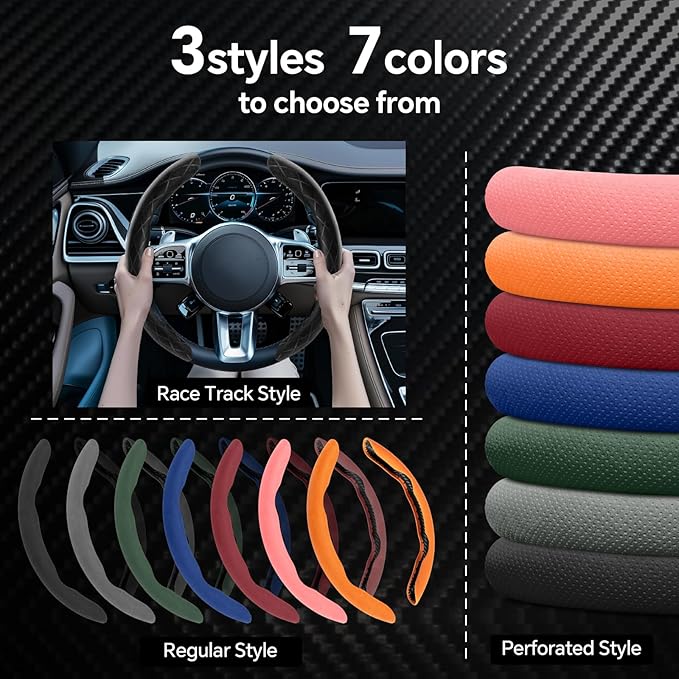 2 Piece Alcantara Steering Wheel Cover - Split Sport Design for D & O Shape Wheels, Soft Touch · Anti-Slip Grip · All Season Comfort · Durable Luxury Material for Performance Cars