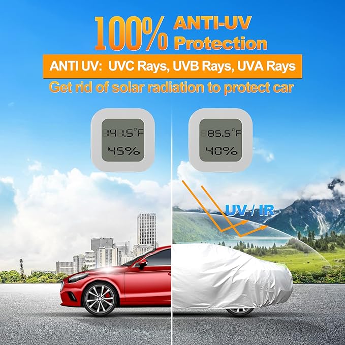 Car Cover Outdoor Full Exterior Covers Sedan Sun UV Rain Snow Wind Protection Car Cover Universal Fit for Sedan (Length 178"-187")