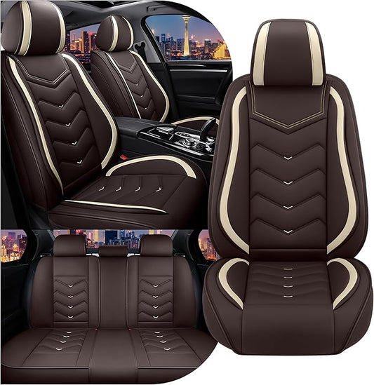 Car Seat Covers for Honda Civic 2000-2026, Stylish Sport Seat Cover, Premium Nappa Leather Car Seat Cover. Automobile Seat Covers Sets.(Standard 5 Seats/Coffee Color)