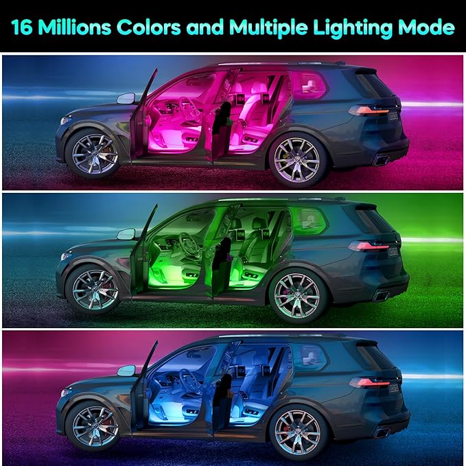 Winzwon Led Lights for Car Accessories Interior, Christmas Stocking Stuffers for Men Women Teen Girls, White Elephant Gifts for Adults, APP Control with USB Port Color Change Lights for Truck Decor