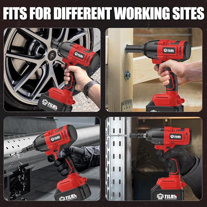 21V Cordless Power Impact Wrench 560Ft-lbs(750N.m) High Torque 1/2 inch 2x 4.0Ah Battery Electric Impact Gun with Brushless Motor 2300RPM Speed Fast Charger 5pcs Sockets for Car Lug Nuts
