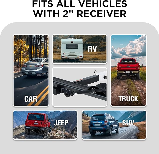 Young 100LBS. Capacity Aluminum 1-Ebike Rack for Bicycles and Electric Bikes, fits Car SUV Van RV and Trailer with 2" Receiver, Fits up to 5" Fat Tire Width and 50" Wheelbase