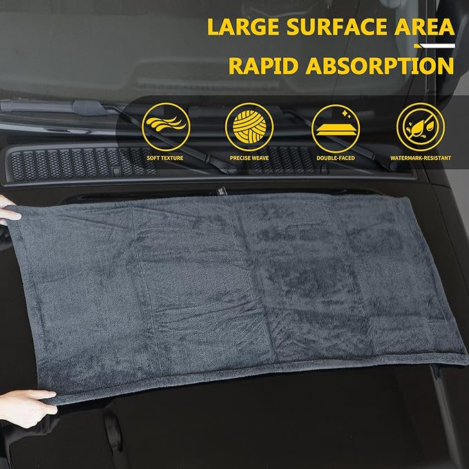 2 Pack Car Drying Towels (48”x24”),Extra Large Double-Twist Pile Drying Towels Car Detailing for Car Care Wash,Car Super Cleaning Supplies Accessories kit,Ultra Absorbency