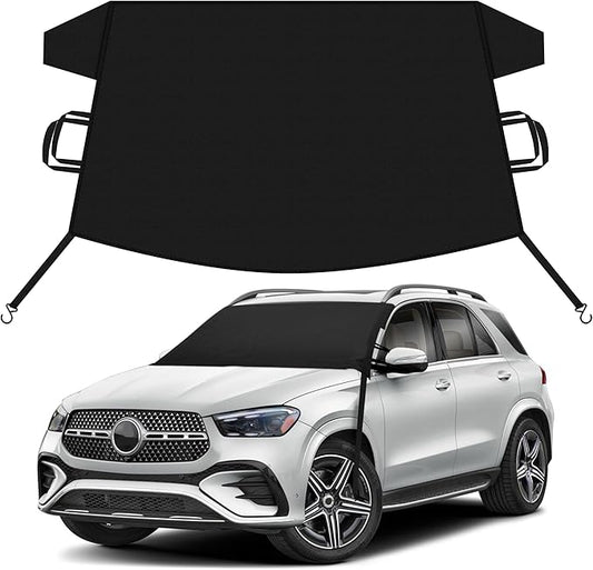 EcoNour Car Snow Cover Compatible for Mercedes Benz GLE/GLS | Windshield Cover for Ice and Snow with S-Hook Straps | Heavy-Duty 600D Oxford Winter Car Cover, Waterproof & Anti-Slip