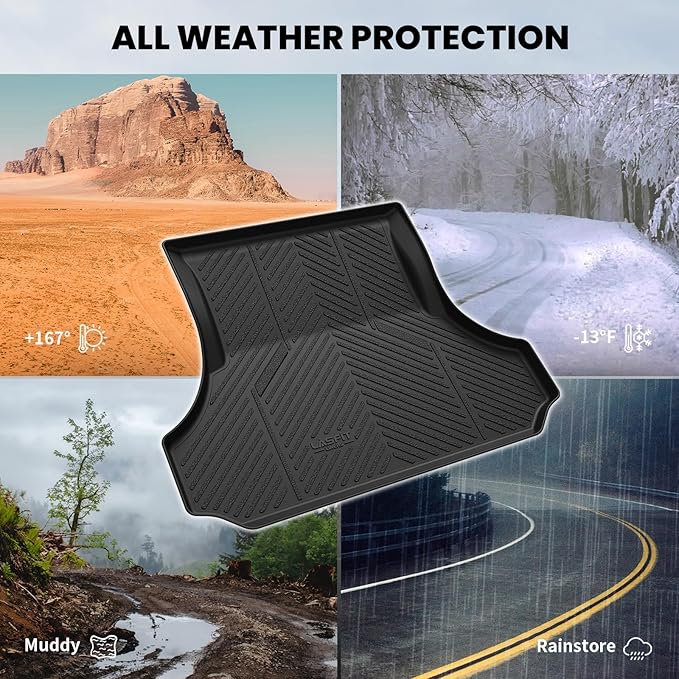 LASFIT Trunk Mat for Dodge Charger 2011-2023, for Chrysler 300 2011-2023, Fit Without Subwoofer, All Weather TPE Custom Fit Car Mats Cargo Liner Cargo Mat, Black