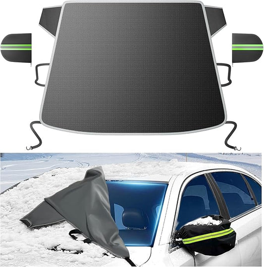[Upgraded] 7-Layer Car Windshield Snow Cover, [Efficient Winter Protection] Against Snow, Ice, Frost and Water, [Military-Grade Durable] Universal Fit for Cars, SUVs, and Trucks-Medium