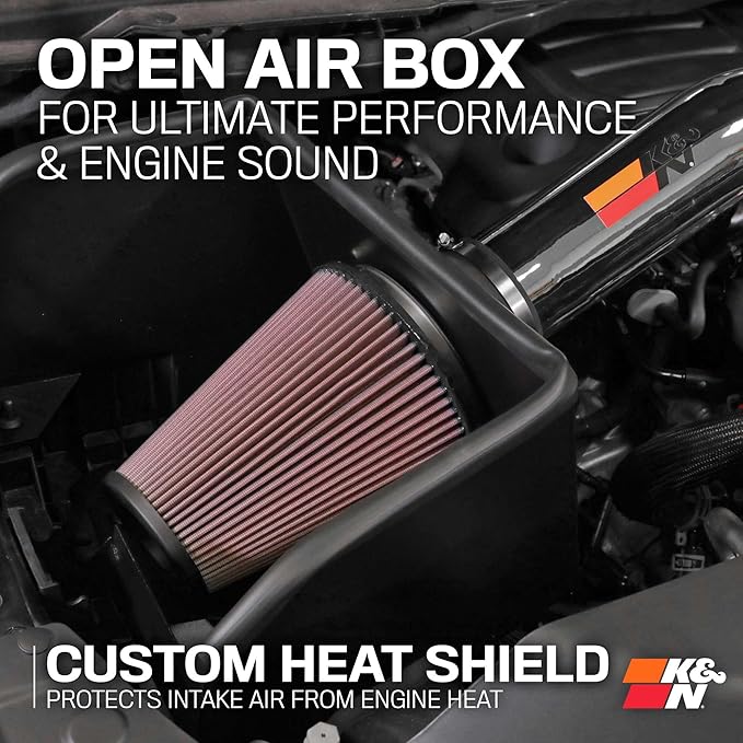 K&N Cold Air Intake System: High-Flow Air Filter, Increase Performance & Towing: Compatible with 2019-2024 RAM 1500, 77-1578KP