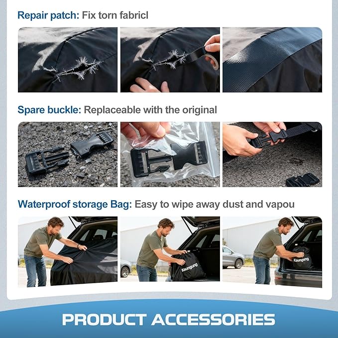 10 Layers Car Cover for Automobiles Waterproof All Weather, Full Exterior Cover with Repair Patches, Winter Rain Sun UV Protection, Fits Honda CRV, BMX X3 etc.