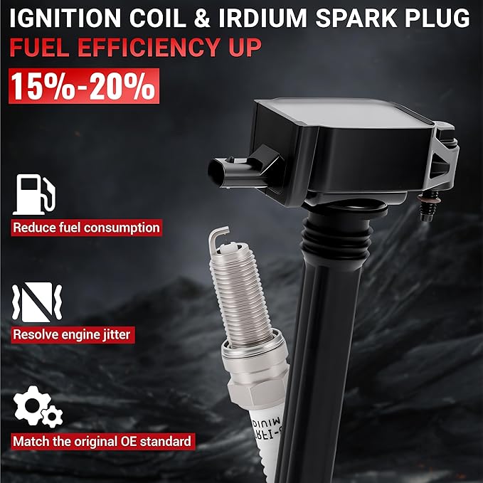 PZ Ignition Coil Pack and Iridium Spark Plugs Compatible with Dodge Journey Durango Ram 1500 Challenger,Jeep Wrangler JK Grand Cherokee,Chrysler 300C 300S 2008-2025 3.0L 3.2L 3.6L V6 Set of 6