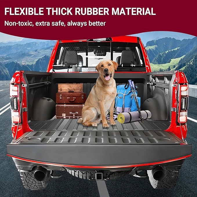Vagbstu Truck Bed Mat Compatible with 2019-2024 2025 Chevy Silverado/GMC Sierra 1500 Accessories 5'8'' Vehicle Bed,Truck Bed Liner Perfectly Flush All Weather Protection TPE Pickup Cargo Mat