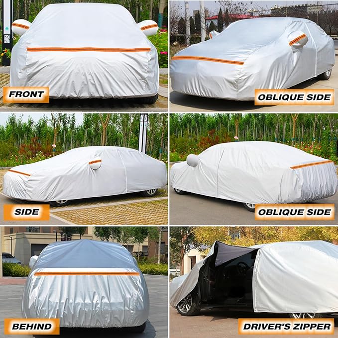 TUCAREST 6 Layers Full Car Cover for Pickup/Truck - Waterproof, Insulated, Anti-UV, Snow-Proof, Anti-Wind, All-Weather, Thickened Protection, up to 237 in