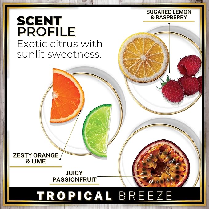 Urban Naturals Car Air Freshener Diffuser 1 Pack - Tropical Breeze Scent, 45+ Days Long Lasting Fragrance, Made in USA, Glass & Wood, Hanging Design + Vent Cip, Easy to Use