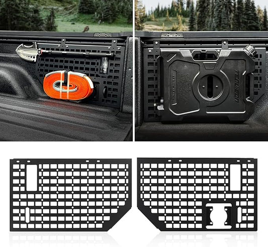FUNY Side Bed MOLLE Panel System Cargo Storage Organizer Truck Bed Organizer Compatible with Jeep Gladiator JT, 2pcs