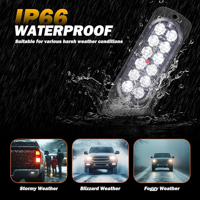 AT-HAIHAN Pack of 2 Aluminum Housing Clear Lens White LED Reverse Backup Running Lights, DOT Compliant Waterproof Surface Mount Lighting for Truck Tractor Jeep RV