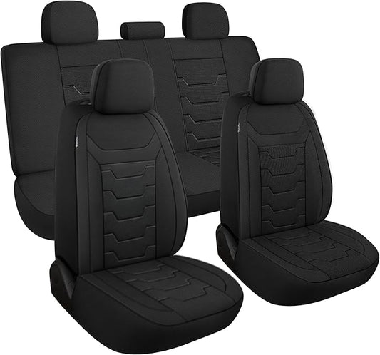3D Air-Mesh Car Seat Covers Full Set, Breathable and Split Bench Compatible Seat Covers for Cars, Universal Car Interior Covers for Most Cars Sedan Truck SUV(Black)