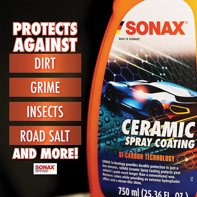 SONAX Ceramic Spray Coating | Si-Carbon Technology for Mirror-Like Shine & Hydrophobic Protection | Easy-to-Apply, Long-Lasting Formula | Refreshes Existing Ceramic Sealants | 257500 | 5L