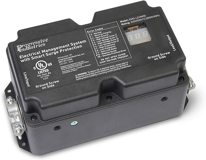Progressive Industries EMS-LCHW50 Heavy Duty RV Surge Protector, Black, 50 Amp