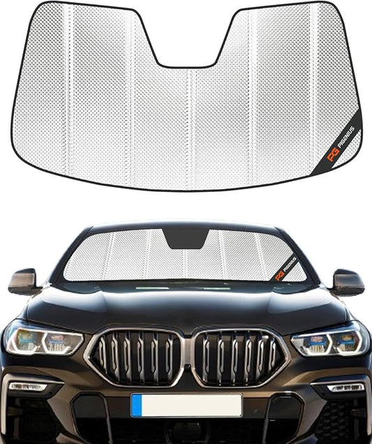 Windshield Sun Shade for BMW X6 2020-2025. Reflective Aluminum Film Front Window Sunshade - BLAZBLOCK