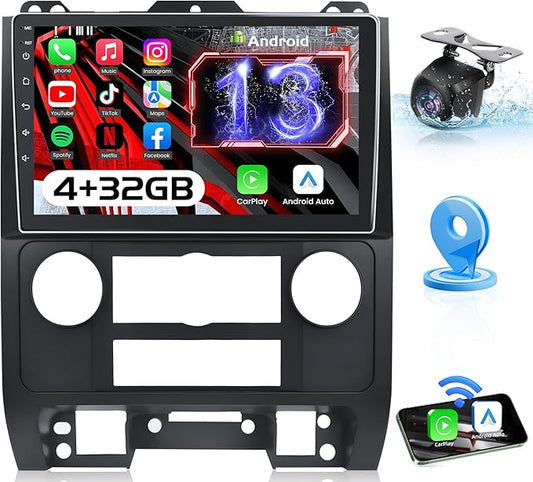 4+32G(8 Core) Car Radio for Ford Escape 2008-2012: Upgrade 9" 1280x800 IPS Touchscreen Stereo, 5GWiFi Android 13 Head Unit with Wireless Carplay & Android Auto, Support GPS FM RDS BT SWC Backup Camera