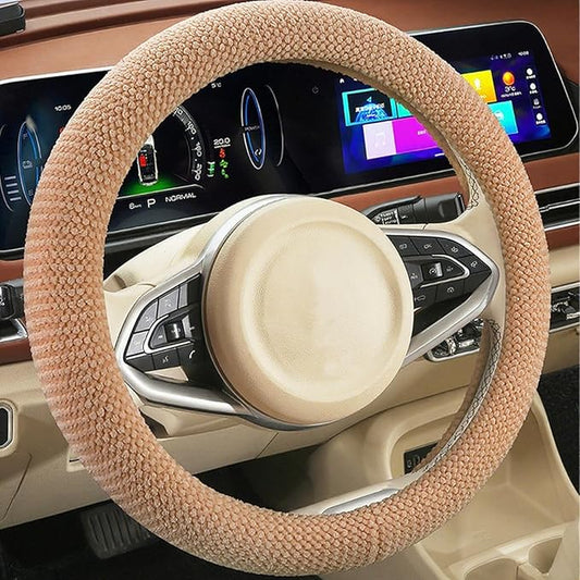 Universual Fluffy Fur Soft Fuzzy Steering Wheel Cover Leather Women Men Pink Sporty Cute 15 inch Car Accessories Non-Slip Decoration