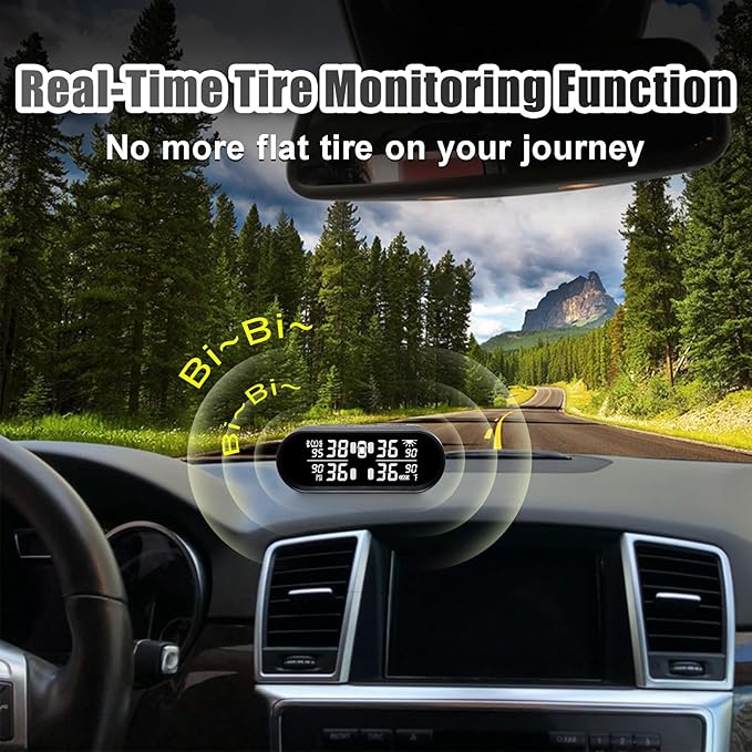 Promata RV Tire Pressure Monitoring System, Carbon Fiber Style RV TPMS with 4 Tire Pressure Sensors, Eye Protection Clear LCD Display, Intelligent Trailer Detection for Travel Trailer Motorhome Camper