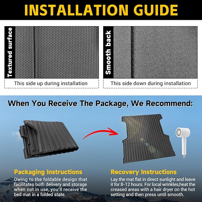 Truck Bed Mat for 1996-2016 Ford Super Duty F250/F350/F450 6.8FT Bed Liner All Weather Protection Bed Cargo Mat Pickup Car Accessories(for 96-16 F-250/F-350/F-450 6.8FT)