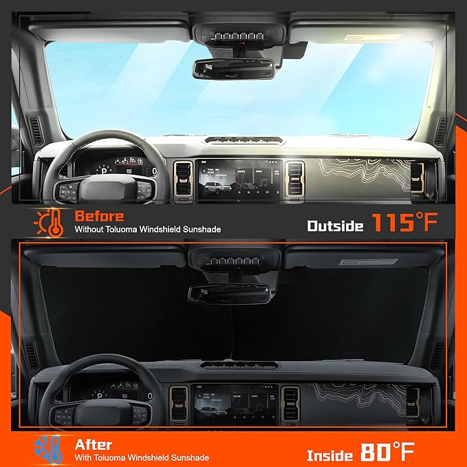 Custom Fit Windshield Sun Shade for GMC Terrain 2018-2025 - Full Coverage, 210T Reflective Fabric, Double-Layer Design - Blocks 99% UV Rays, Keeps Car Cool, Easy to Install and Store