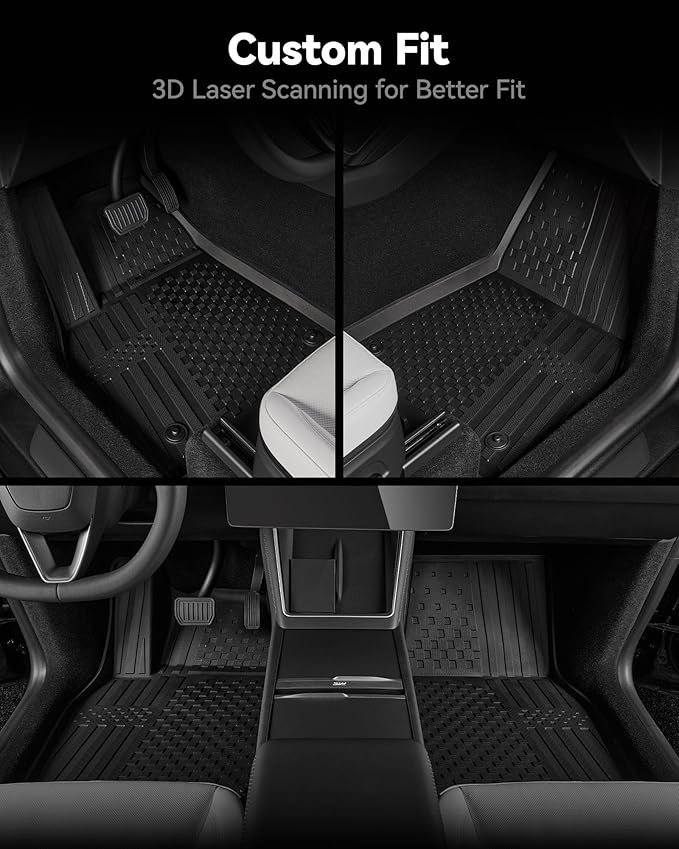 3W Floor Mats Compatible for Tesla New Model Y 2025 2026 Juniper(Including Standard), TPE All Weather Custom Fit Floor Liner for Model Y, 1st & 2nd Row Set Car Mats, Black