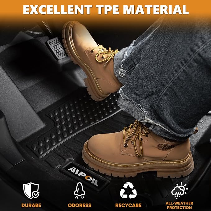 AIPOIL® Floor Mats & Cargo Liner Set for 2015-2024 2025 Ford Mustang (Without Subwoofer in The Trunk & Not for Ford Mustang Mach-E) All Weather Protection Full Set Accessories - Black