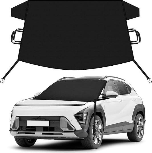 EcoNour Car Snow Cover Compatiblefor Kia Kona | Windshield Cover for Ice and Snow with S-Hook Straps | Heavy-Duty 600D Oxford Winter Car Cover, Waterproof & Anti-Slip