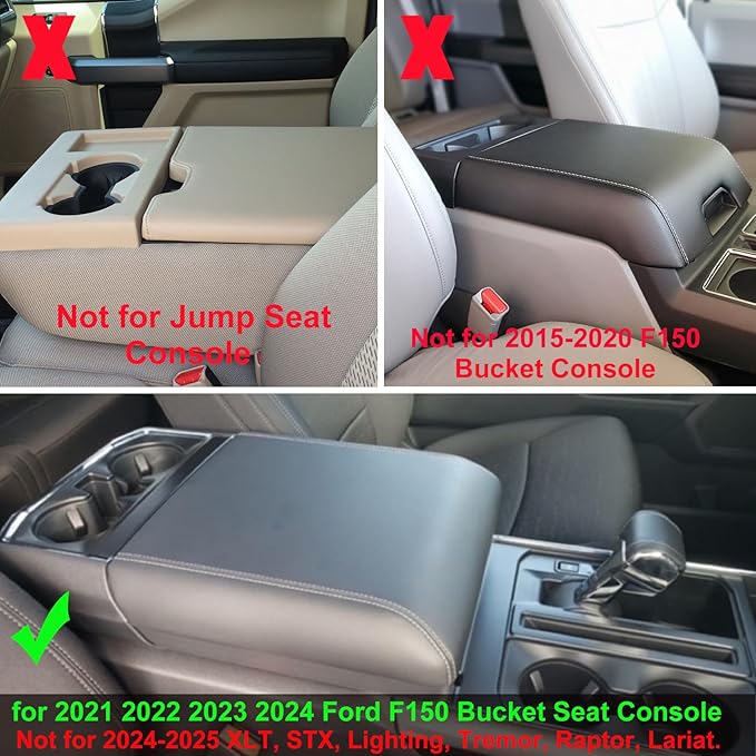 Center Console Organizer Compatible with 2021 2022 2023 2024 Ford F150 Interior Accessories, Armrest Box Insert Storage Tray (Full Console w/Bucket Seats ONLY)-Red Trim