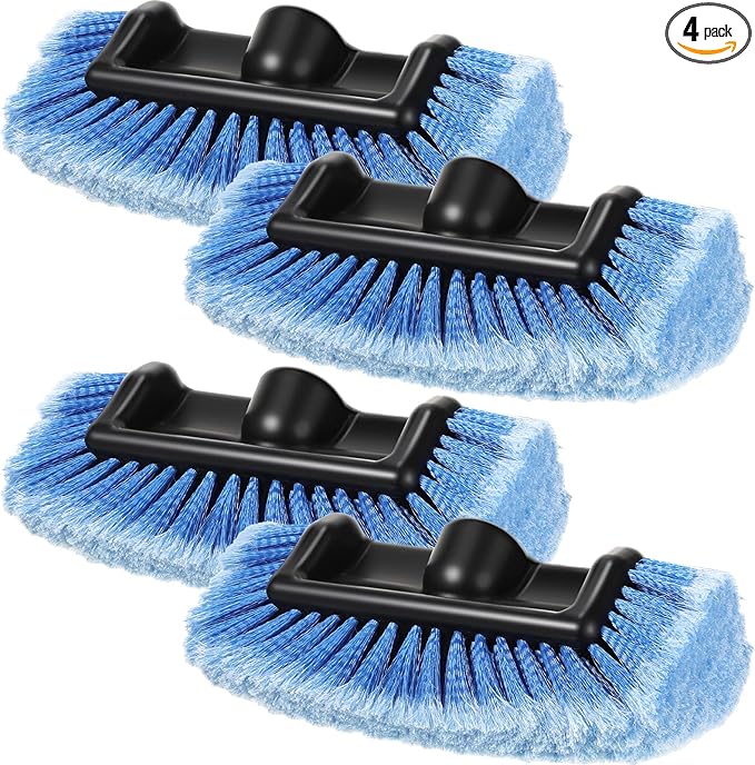 Vesici Car Wash Brush Head with Soft Detailing Bristle Flow Thru Car Cleaning Brush Exterior Car Wash Equipment for Auto Truck RV Boat Camper Washing, 10 Inch(Blue,4 Pcs)