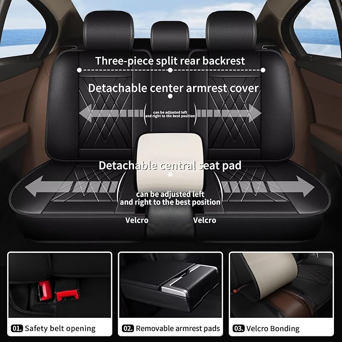 YORKNEIC Seat Covers for Jeep Renegade 2015-2023 2024: 5 Seats Waterproof Leather Car Seat Covers - Full Set Car Seat Protector Compatible Airbag (2 Row 5 Seat, Black)