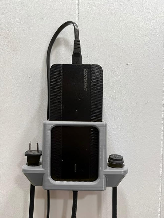 Compact Wall Mount Charger Holder for Specialized Levo Charger | Made in USA (White)
