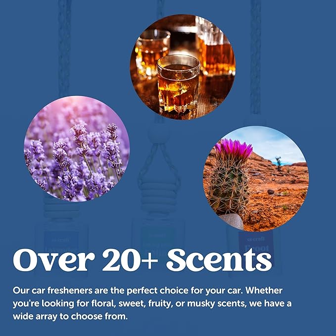 CANDECraftCo Car Air Hanging Fragrance Oil, Car Auto Freshener for Essential Oils, Scents Fragrance Aromatherapy Automobile Diffuser, Long Lasting (Midnight Musk)