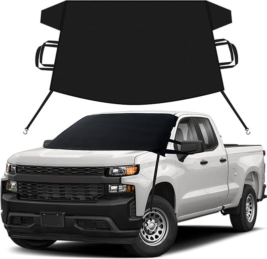 EcoNour Windshield Snow Cover for Chevrolet Silverado 1500-3500 | Heavy-Duty 600D Oxford Winter Windshield Cover for Ice and Snow | Waterproof, Heat-Resistant, Sag-Proof Protection