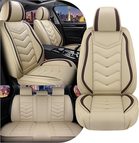 Car Seat Covers for BMW X5 2005-2025, Stylish Sport Seat Cover, Premium Nappa Leather Car Seat Cover. Automobile Seat Covers Sets.(Standard 5 Seats/Beige)