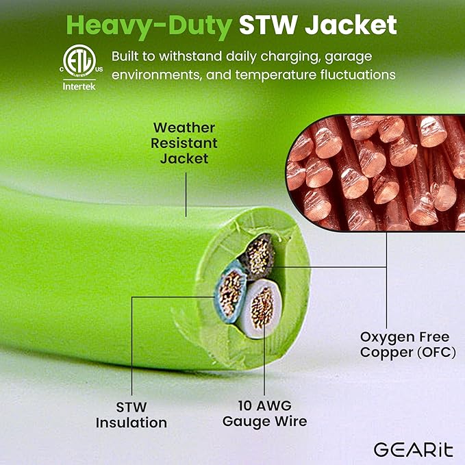 GEARit 30-Amp Extension Cord for RV and Auto, 125-Volt, 3-Prong, 10/3 STW 10AWG Gauge 3 Wire, NEMA TT-30P to TT-30R, Outdoor, Waterproof, Outdoor Camper Power Cord, 30 feet (9.1 Meters), Green