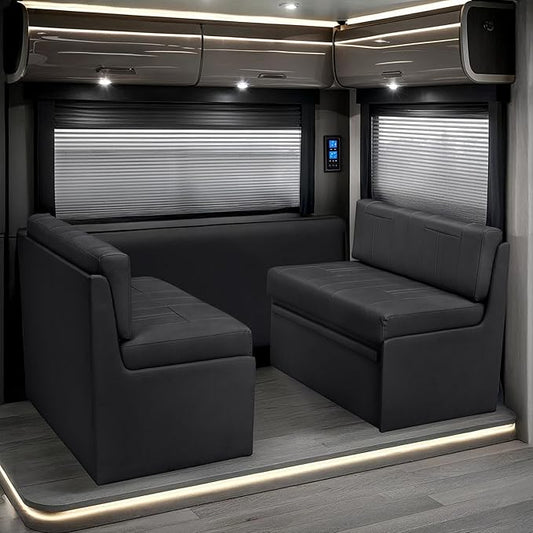 Ethos RV Dinette, Bed with Storage, Ultimate Leather, Black