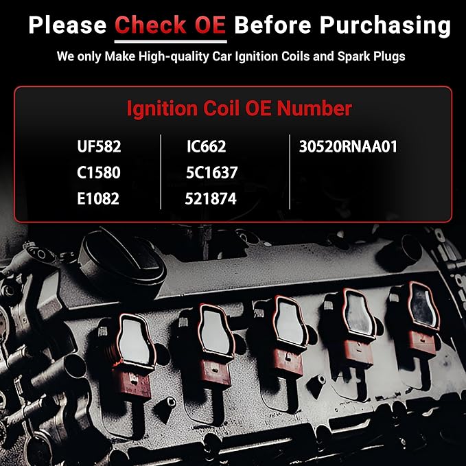 PZ Ignition Coil Pack and Iridium Spark Plugs Compatible with 2006 2007 2008 2009 2010 2011 Honda Civic 1.8L L4 Set of 4 Replaces#UF582 30520RNAA01