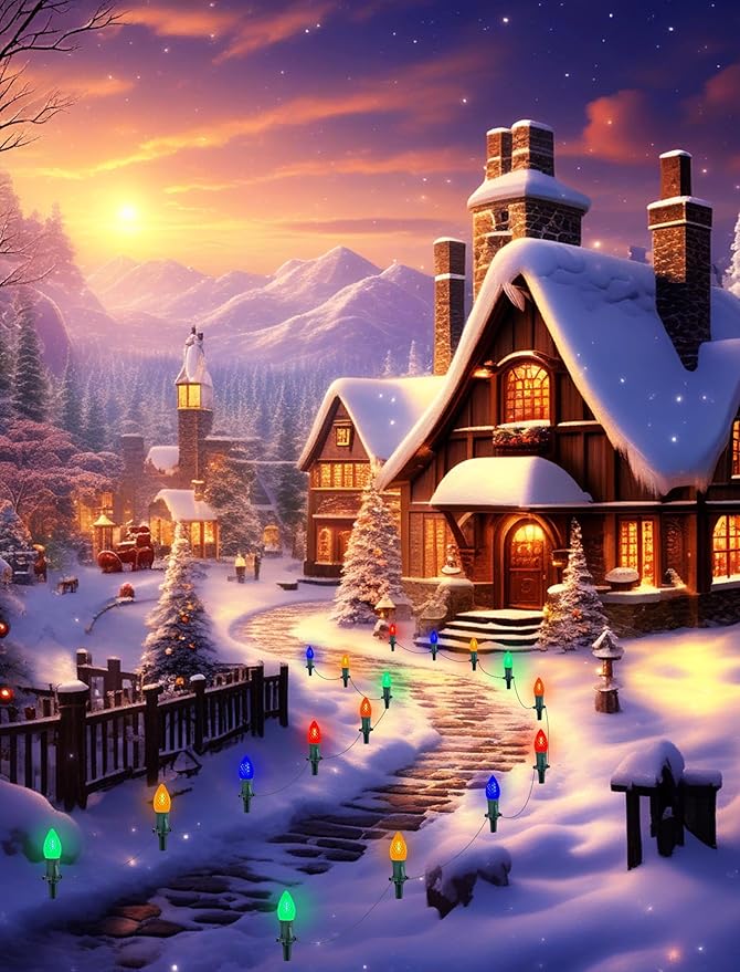 25 Pack C7 LED Multicolor Christmas Light Bulbs, E12 Candelabra Base Bulbs, Shatterproof C7 Multicolor Replacement Light Bulbs for Outdoor Christmas String Lights, Window Candles, Night Light, Patio