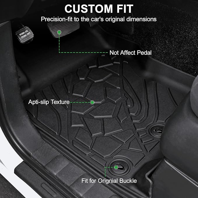 Floor Mats Fit for Nissan Frontier 2022-2025 2026 Crew Cab with 2nd Row Under-Seat Storage(Not for 2nd with Under Seat Speaker), TPE All Weather Protection Car Liners & 4 Door Sill Guards Accessories