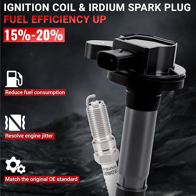 PZ Ignition Coil Pack and Iridium Spark Plugs Compatible with 2007-2016 Ford Edge Flex Explorer Mustang,Lincoln 07-16 MKS MKT MKX MKZ,08-09 Mercury Sable 3.5L 3.7L V6 Set of 6 Replaces#UF595 UF553