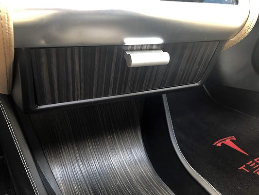 T-Drawer for Tesla Model S & X (Matte Obeche), Tesla Cubby, Tesla Cubby Compartment