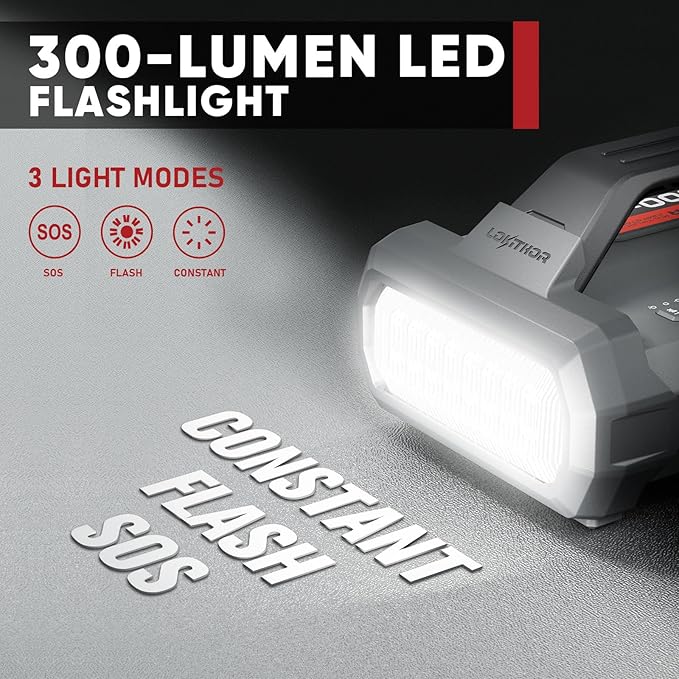 LOKITHOR JA300 Jump Starter with Air Compressor, 1500Amp 12V Portable Car Battery Booster Pack for Upto 7.0L Gas or 4.5L Diesel, 150 PSI Tire Inflator with Digital Screen, 24 Months Ultra-Long Standby