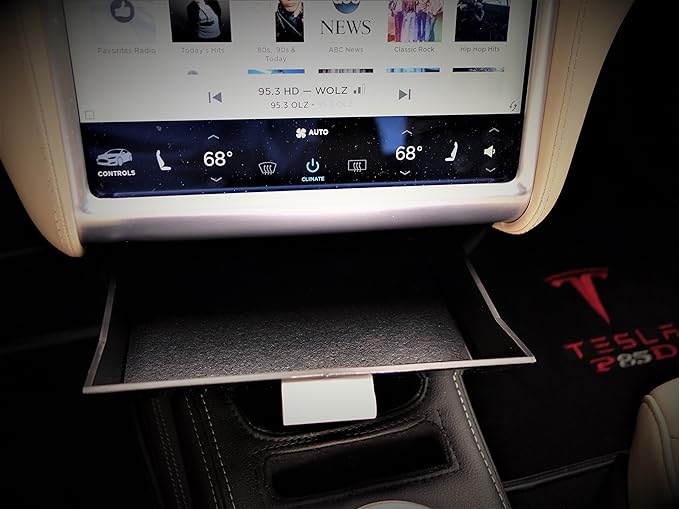 T-Drawer for Tesla Model S & X (Carbon Fiber Vinyl), Tesla Cubby, Tesla Cubby Compartment