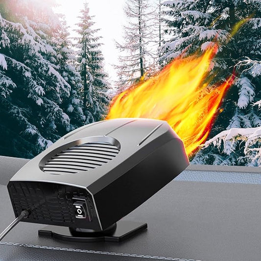 【2025 NEW】Portable Car Heater,2 in 1 Auto Car Heater, Fast Heating Defrost Defogger Cooling Car 12V Lighter Heater 60 Second Plug in Car Cig Lighter Demister, Car Fan Windshield Defroster (QH-N223)