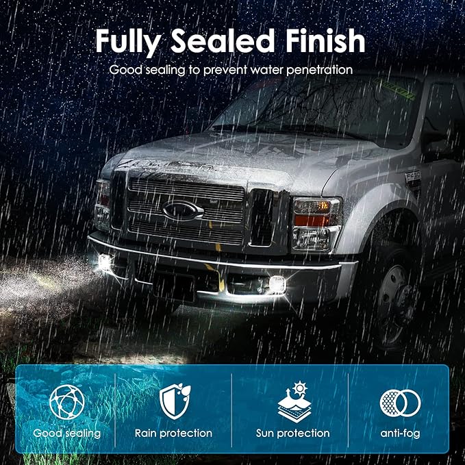 LED Fog Lights Compatible with 2008-2010 Ford F250 F350 F450 Super Duty Truck, Front Driving Lamps Clear Lens Assembly Replacement, DOT Approved (1 Pair)