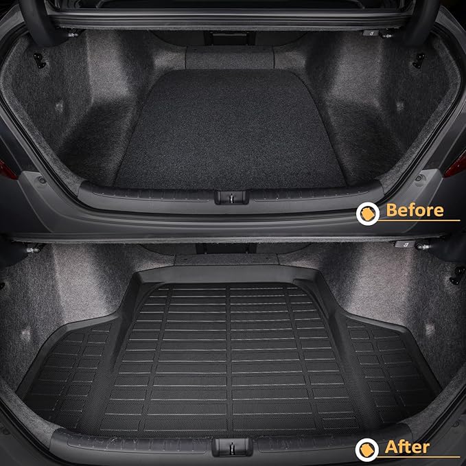 GINOWY-Cargo Liner for Kia K5 2021-2024 2025(Only FWD Models), Cargo Mat for Hyundai Sonata 2020-2025, TPE All Weather 2024 K5 Trunk Mat Waterproof Easy to Clean Non-Slip Durable Black