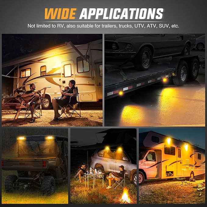 Nilight RV Exterior Light 2PCS 5 Inch Porch Lights Amber Beam 12V 24V LED Scene Cargo Lighting White Aluminum Housing for RVs Trailers Travel Campers 5th Wheels Motorhome SUV Truck